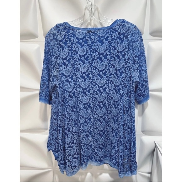 Angel Apparel Womens Sz M Blue Lace Swing Blouse & Tank Top Shell 2pc Set - Picture 6 of 13